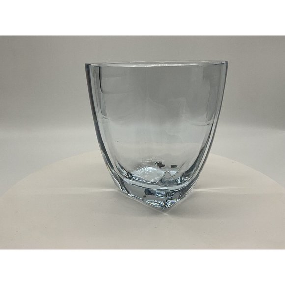 Vtg Strombergshyttan Swedish Art Glass Crystal Vase Blue Hue Artist Signed MCM - Picture 15 of 16